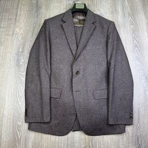 Studiosuits Tweed 2 Button Wool Suit Handmade Brown Men's Size 42R Pants 34x34